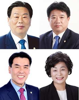 사진 순서대로 순천시의회 후반기 의장에 도전하는 강형구 의원, 나안수 의원, 박계수 의원, 이영란 의원